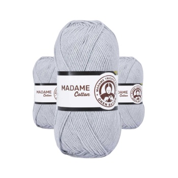 3 Adet Madame Cotton El Örgü İpi Yünü 100 gr 001 Gri