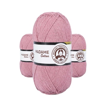 3 Adet Madame Cotton El Örgü İpi Yünü 100 gr 024 Gül Kurusu