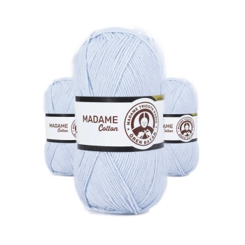 3 Adet Madame Cotton El Örgü İpi Yünü 100 gr 031 Bebe Mavisi