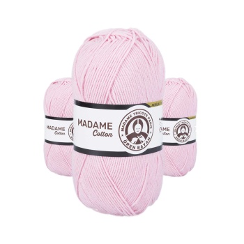 3 Adet Madame Cotton El Örgü İpi Yünü 100 gr 033 Pembe
