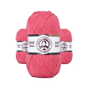 3 Adet Madame Cotton El Örgü İpi Yünü 100 gr 043 Koyu Pembe