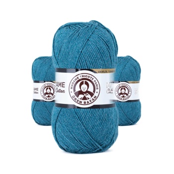 3 Adet Madame Cotton El Örgü İpi Yünü 100 gr 050 Petrol Mavi