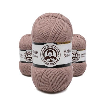 3 Adet Madame Cotton El Örgü İpi Yünü 100 gr 057 Açık Kahve