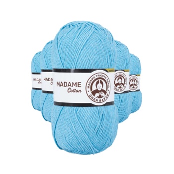 5 Adet Madame Cotton El Örgü İpi Yünü 100 gr 016 Turkuaz