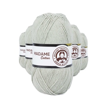 5 Adet Madame Cotton El Örgü İpi Yünü 100 gr 020 Açık Yeşil