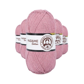 5 Adet Madame Cotton El Örgü İpi Yünü 100 gr 024 Gül Kurusu