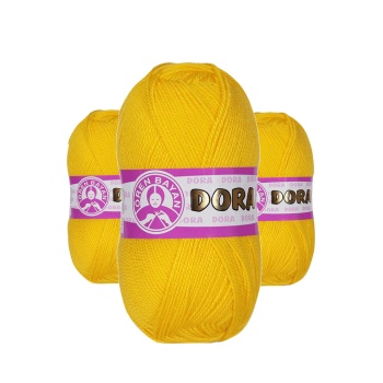 3 Adet Dora El Örgü İpi Yünü 100 gr 029 Koyu Sarı