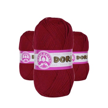 3 Adet Dora El Örgü İpi Yünü 100 gr 034 Koyu Kırmızı
