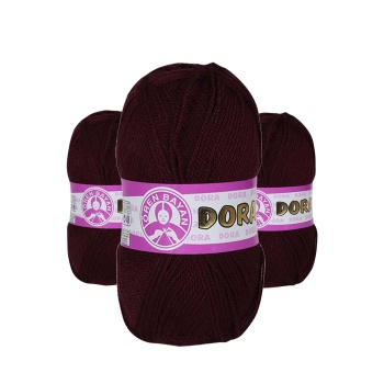 3 Adet Dora El Örgü İpi Yünü 100 gr 035 Bordo