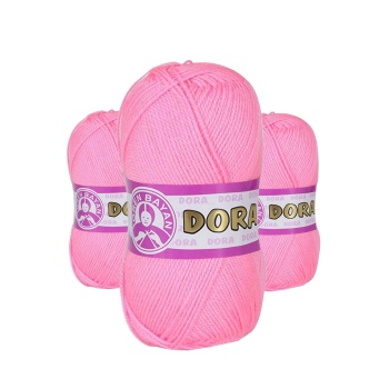 3 Adet Dora El Örgü İpi Yünü 100 gr 040 Şeker Pembe