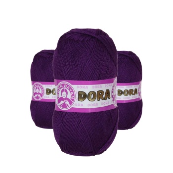3 Adet Dora El Örgü İpi Yünü 100 gr 043 Mor