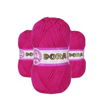3 Adet Dora El Örgü İpi Yünü 100 gr 045 Fuşya