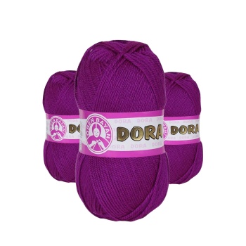 3 Adet Dora El Örgü İpi Yünü 100 gr 047 Mor