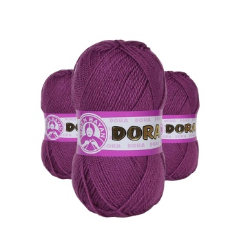 3 Adet Dora El Örgü İpi Yünü 100 gr 051 Gül Kurusu
