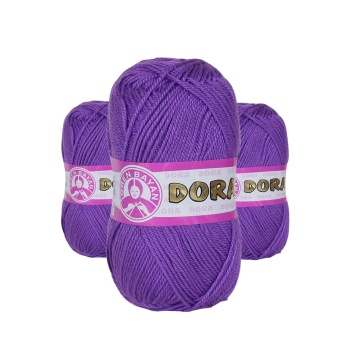 3 Adet Dora El Örgü İpi Yünü 100 gr 059 Mor
