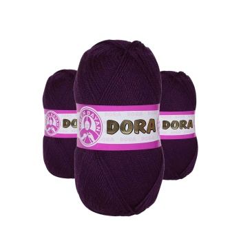 3 Adet Dora El Örgü İpi Yünü 100 gr 061 Mürdüm