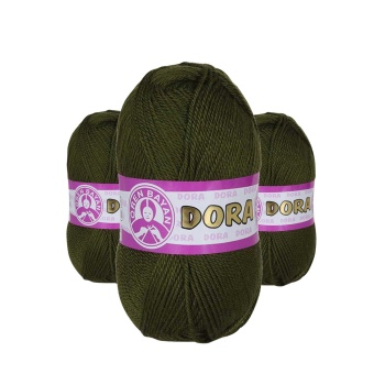 3 Adet Dora El Örgü İpi Yünü 100 gr 077 Haki