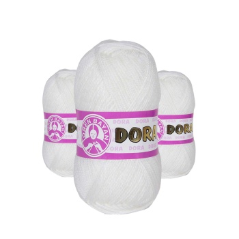 3 Adet Dora El Örgü İpi Yünü 100 gr 100 Beyaz