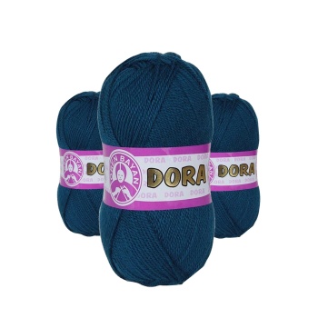 3 Adet Dora El Örgü İpi Yünü 100 gr 101 Petrol