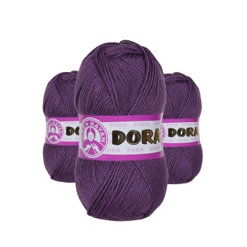 3 Adet Dora El Örgü İpi Yünü 100 gr 104 Mor