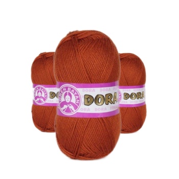 3 Adet Dora El Örgü İpi Yünü 100 gr 107 Kiremit
