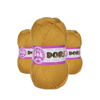 3 Adet Dora El Örgü İpi Yünü 100 gr 115 Hardal Sarısı