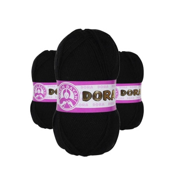 3 Adet Dora El Örgü İpi Yünü 100 gr 999 Siyah
