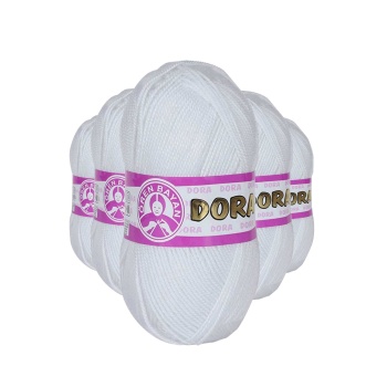 5 Adet Dora El Örgü İpi Yünü 100 gr 000 Beyaz