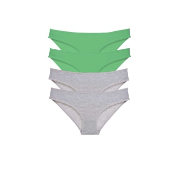4 adet Süper Eko Set Likralı Kadın Slip Külot Yeşil Gri