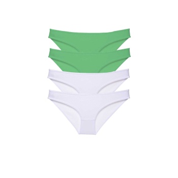4 adet Eko Set Likralı Kadın Slip Külot Yeşil Beyaz