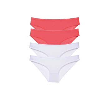 4 adet Eko Set Likralı Kadın Slip Külot Fuşya Beyaz