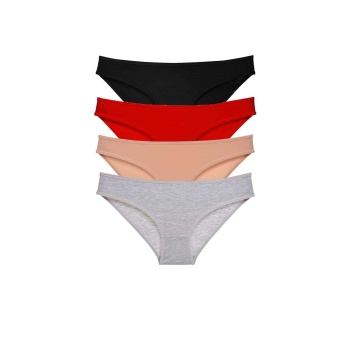 4 adet Süper Eko Set Likralı Kadın Slip Külot Siyah Kırmızı Ten Gri
