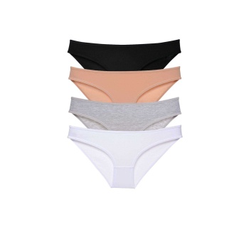4 adet Süper Eko Set Likralı Kadın Slip Külot Siyah Ten Gri Beyaz