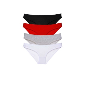 4 adet Süper Eko Set Likralı Kadın Slip Külot Siyah Kırmızı Gri Beyaz