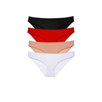 4 adet Süper Eko Set Likralı Kadın Slip Külot Siyah Kırmızı Ten Beyaz