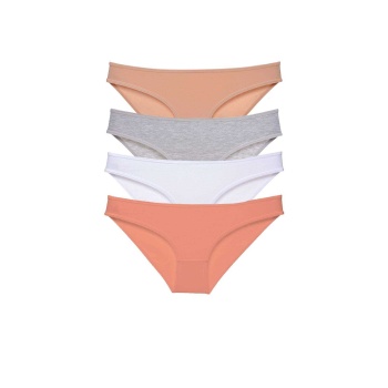 4 adet Süper Eko Set Likralı Kadın Slip Külot Ten Gri Beyaz Pudra