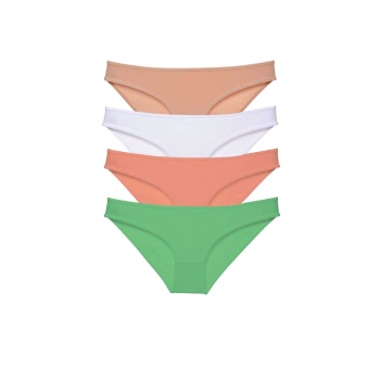 4 adet Süper Eko Set Likralı Kadın Slip Külot Ten Beyaz Pudra Yeşil