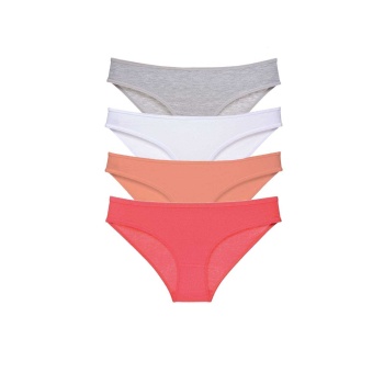 4 adet Süper Eko Set Likralı Kadın Slip Külot Gri Beyaz Pudra Fuşya