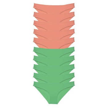 10 adet Eko Set Likralı Kadın Slip Külot Pudra Yeşil