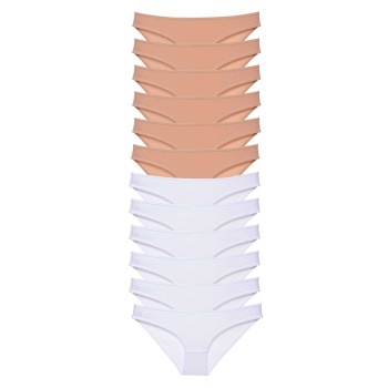 12 adet Süper Eko Set Likralı Kadın Slip Külot Ten Beyaz