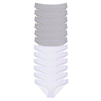 12 adet Süper Eko Set Likralı Kadın Slip Külot Gri Beyaz