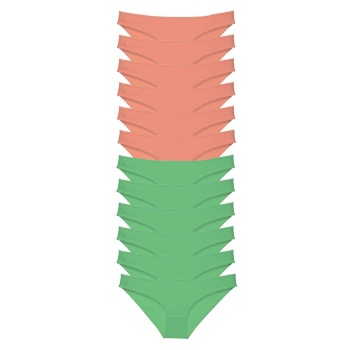 12 adet Eko Set Likralı Kadın Slip Külot Pudra Yeşil