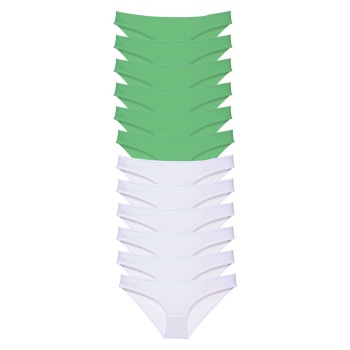 12 adet Eko Set Likralı Kadın Slip Külot Yeşil Beyaz