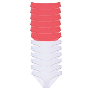 12 adet Eko Set Likralı Kadın Slip Külot Fuşya Beyaz