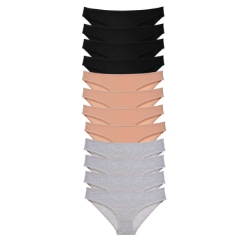 12 adet Süper Eko Set Likralı Kadın Slip Külot Siyah Ten Gri