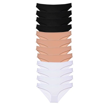 12 adet Süper Eko Set Likralı Kadın Slip Külot Siyah Ten Beyaz
