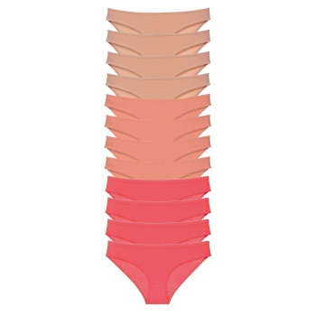 12 adet Süper Eko Set Likralı Kadın Slip Külot Ten Pudra Fuşya