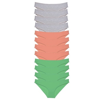 12 adet Süper Eko Set Likralı Kadın Slip Külot Gri Pudra Yeşil