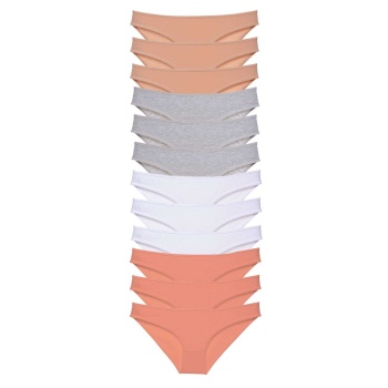 12 adet Süper Eko Set Likralı Kadın Slip Külot Ten Gri Beyaz Pudra