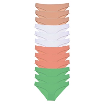12 adet Süper Eko Set Likralı Kadın Slip Külot Ten Beyaz Pudra Yeşil
